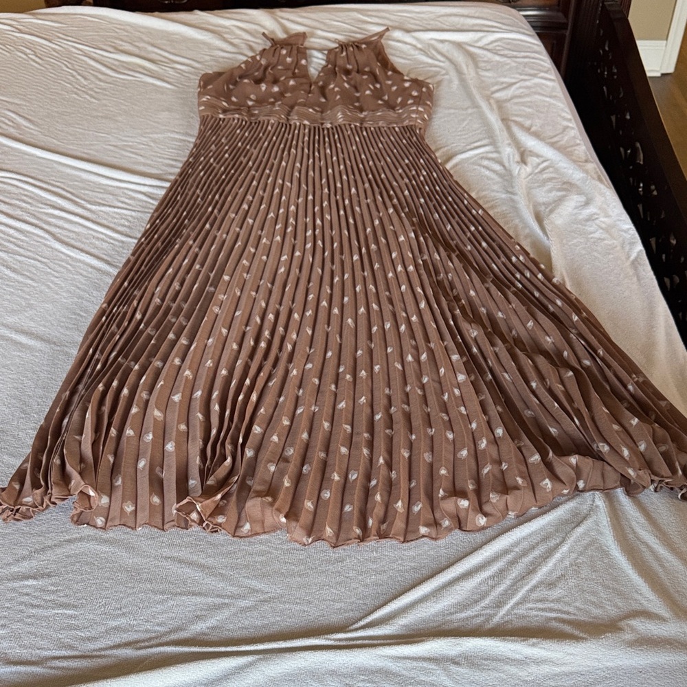 Adrianna Papell Brown Pleated Dress